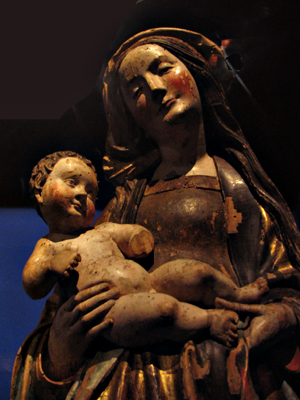 Mother and Child, Painted Wood Sculpture – France